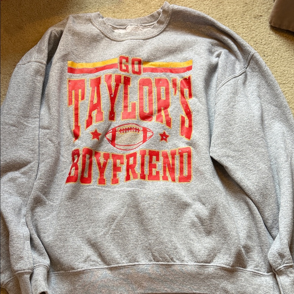 Bella Canvas Gray and Red Graphic Men's Crewneck Sweater